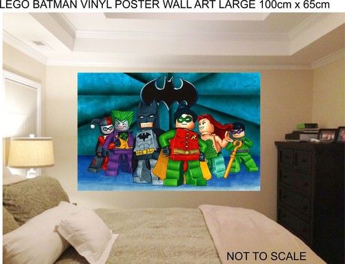 LEGO BATMAN ROBIN JOKER WALL ART 100cm wide childrens bedroom wall art stickers.