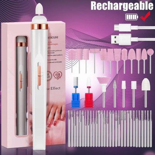 Electric Nail File Drill Portable USB Manicure Pedicure Machine Set Professional