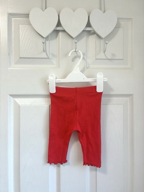 Marks & Spencer Baby Girls Red Ribbed Leggings Trousers 0-3 Months NWOT — image 3