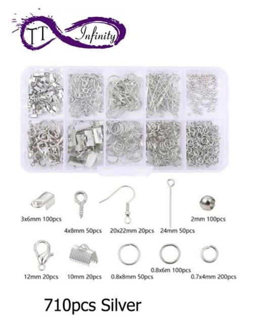 Jewellery Making Kit Findings 710Pcs and Starter Tools DIY Necklace Repair Tools