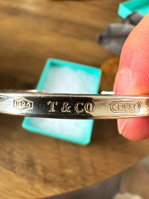 Tiffany & Co. 1837 Signed Sterling Silver 925 Open Cuff Bangle Bracelet