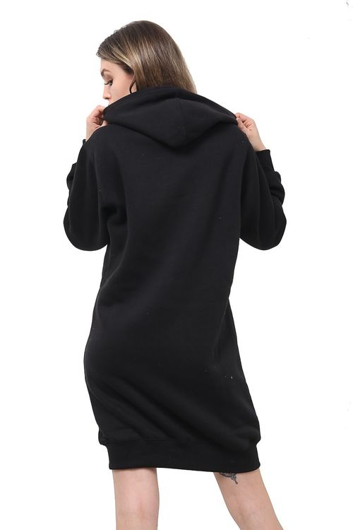Women Ladies Long Hooded Hoodie Zip Up Pocket Jumper Fleece Coat Sweatshirt top — image 3