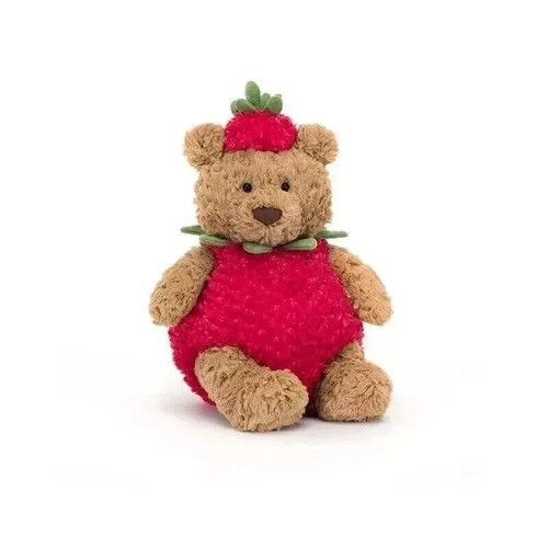 Jellycat Bartholomew Bear Strawberry Limited Release Plush Doll Tags + Dust Bag