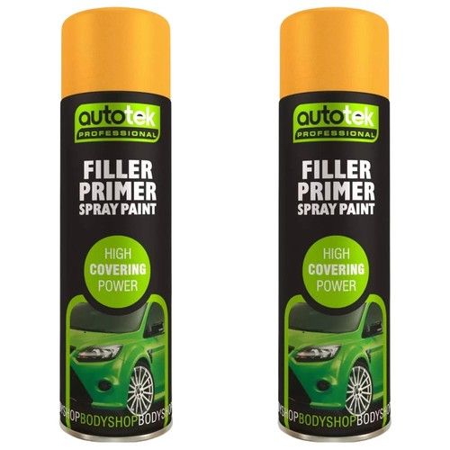AutoTek Filler Primer Multi-Purpose Aerosol Spray Paint 500ml x2