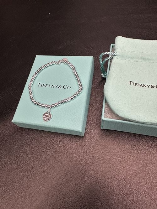 Tiffany Blue Heart Tag Bead Bracelet Silver, 18 cm — image 3