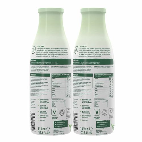 Simplee Aloe  - Aloe Vera Juice 2 x 1 Litre - Natural, Organic & Cold Pressed — image 2