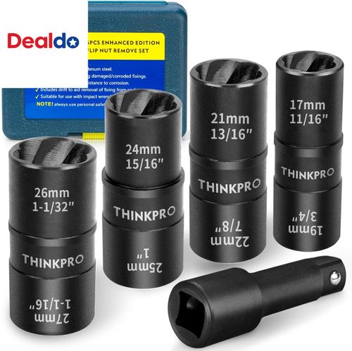 Thinkpro 5Pc Lug Nut Removal Tool Wheel Lock Remover Extractor Set 17mm to 27mm — image 8