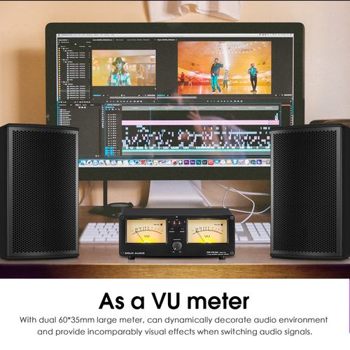 Dual Analog VU Meter 2-way Amplifier/Speaker Audio Switcher Box w/Remote Control — image 4
