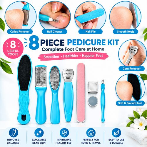 8Pc Pedicure Kit Foot File Callus Remover Rasp Dead Skin Scraper Heel Care Tool — image 1