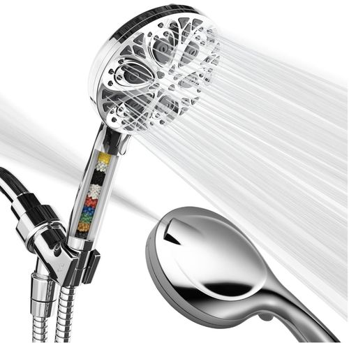 10 Spray Setting Shower Head High Flow Filtered Shower Head, Stainless Hose — image 1