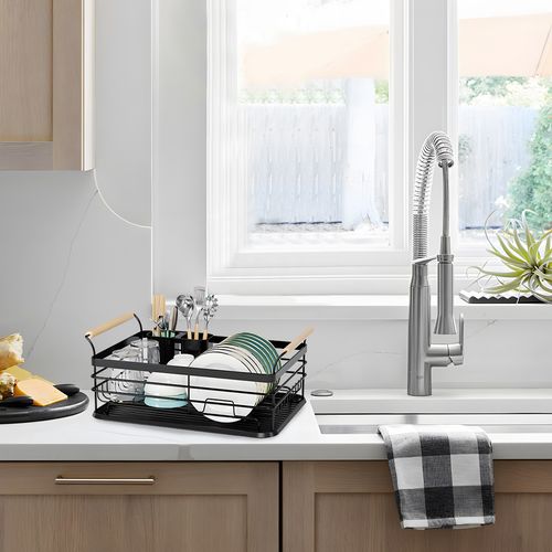 Handle Kitchen Dish Drainer Rack with Drip Tray Cutlery Holder — image 9