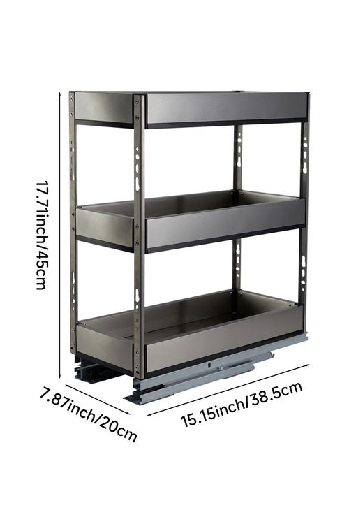 Pull Out Steel Basket Kitchen Cabinet Larder Organizer Cupboard Drawer 100-250mm — image 1
