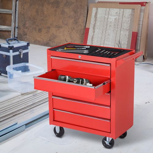 DURHAND Roller Tool Cabinet Stoarge Box 5 Drawers Garage Workshop Chest Red — image 10