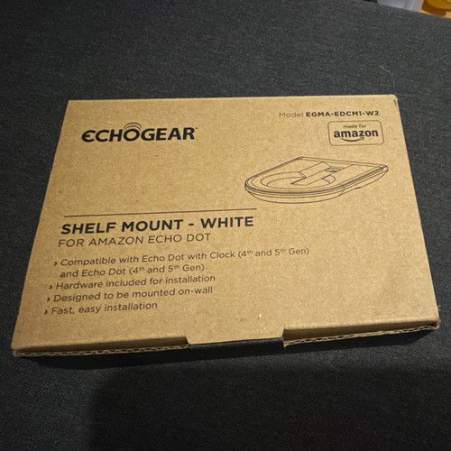 ECHOGEAR White Wall Mount Shelf for Amazon Echo Dot 4th/5th Gen + Clock
