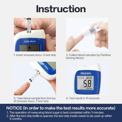 sinocare Diabetes Testing Kit/Blood Sugar Monitor Safe-Accu2 /Blood Glucose...  — image 4