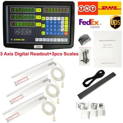 3 Axis Digital Readout DRO Display with 3PCS 5um Precision Linear Scale Encoder