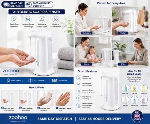Automatic Touchless Soap Dispenser 330ml Electric Infrared Sensor Liquid Hand — image 2