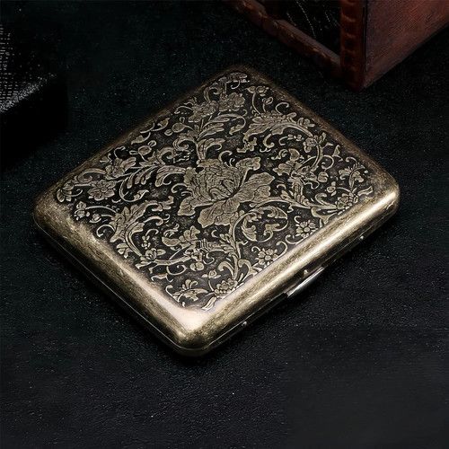 Vintage Metal Cigarette Case Box Silver Men Tobacco Holder for 20 King Size UK