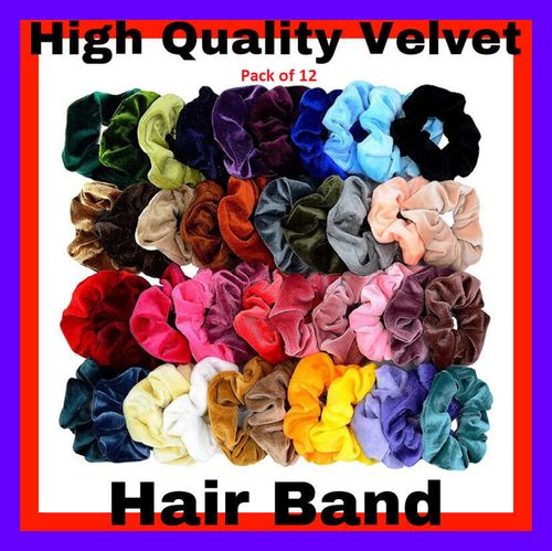 12 PACK HAIR SCRUNCHIES VELVET SCRUNCHY ELASTIC HAIR BANDS HOLDER FREE POSTAGE — image 1