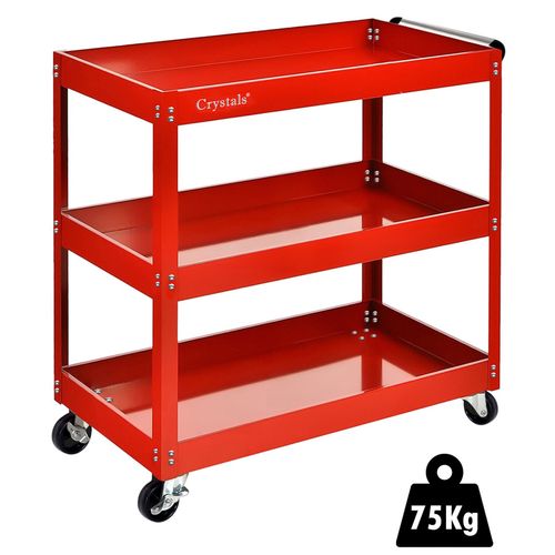 Tool Storage Heavy Duty Garage Trolley Workshop 3 Tier Wheel Cart DIY Red UK — image 3