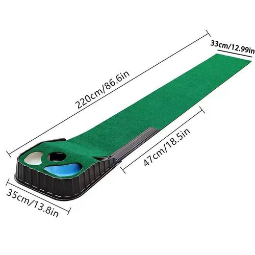 Golf Putting Mat with Auto Ball Return 220x33cm Indoor Practice Training Aid UK — image 2