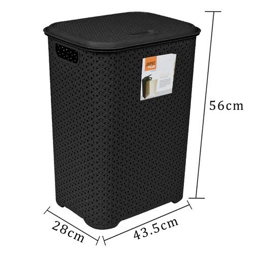 65L Large Plastic Hamper Laundry Basket with Lid Washing Clothes Storage Bin