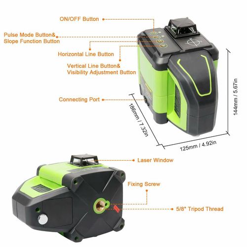 Huepar 3x360 Electronic Laser Level Self Leveling Three-Plane Level Green Beam — image 2