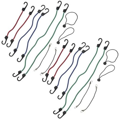 Pack of TWENTY Bungee Cord Straps & Canopy Ties Camping Travel Tie Down Hooks