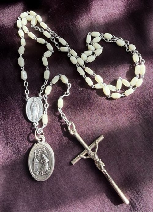 Vintage 1960s French Rosary – Our Lady of Knock – St Rita & Raphael