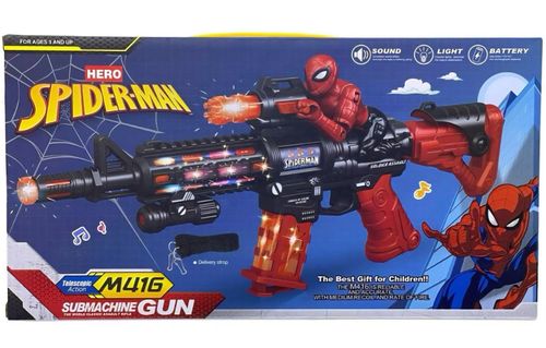Spiderman Toy Gun M416 Assault Rifle Machine Gun Lights with Sounds Kids Toys UK — image 3