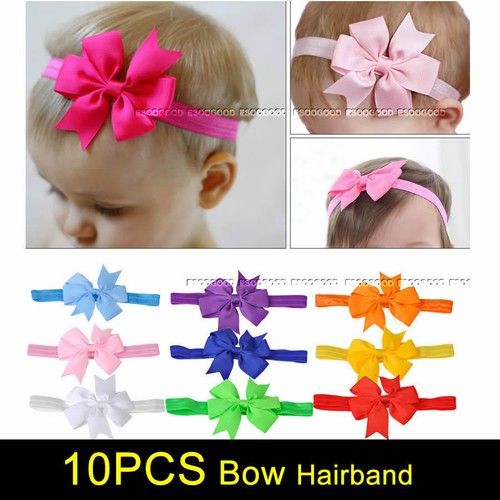 10PCS Cute Newborn Baby Girl Headband Infant Toddler Bow Hair Band Girls Accesso