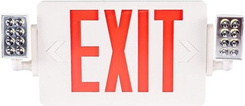 LED Red Exit Sign Emergency Light–Hi Output Compact Combo UL Listed Battery