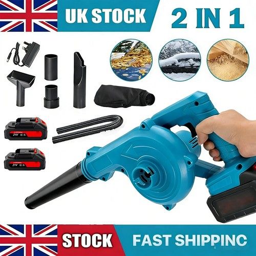 2 Battery Cordless Leaf Blower Turbo Fan Electric Handheld Air Blower Vacuum