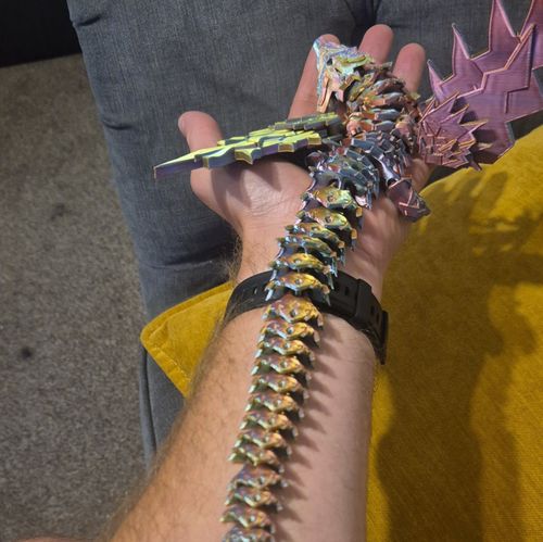 3d printed Metallic Articulated Dragon Figurine with Wings - Mythical Creatures — image 5