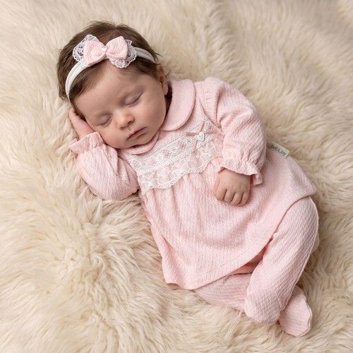 Baby Girl 3 Piece Outfit Set Dress Leggings Headband Cotton PINK