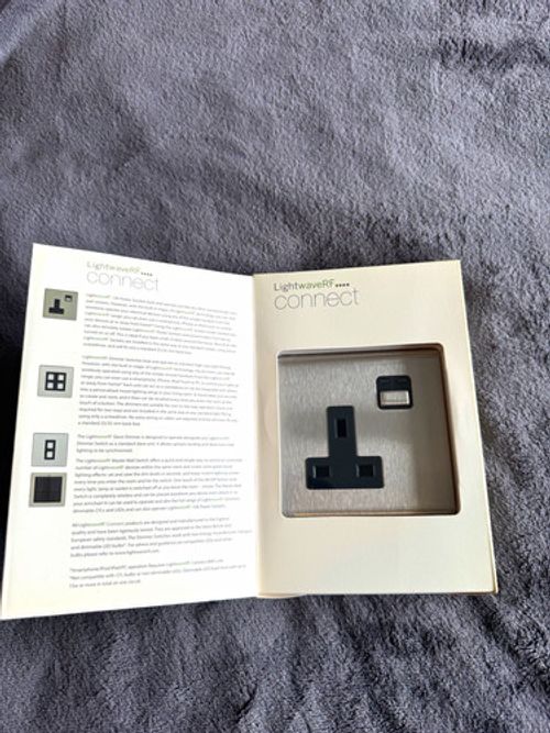 LightwaveRF Connect 1 Gang 2 Outlet 13A Smart Socket  Stainless Steel JSJS LW260