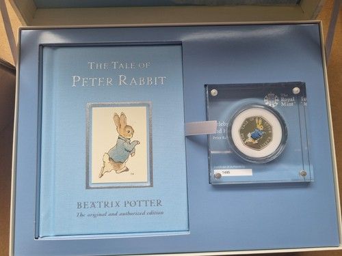 The Tale of Peter Rabbit Limited Edition 50p Silver Proof Coin and Book Gift Box