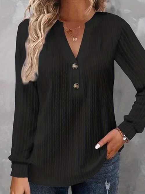 Ladies Jumper Top V Neck Pullover Women Loose Long Sleeve Casual Work Knit Tops