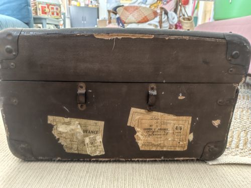 Vintage Drawco Steamer Trunk Coffee Table Storage  British Steel Hoops 1930s — image 6