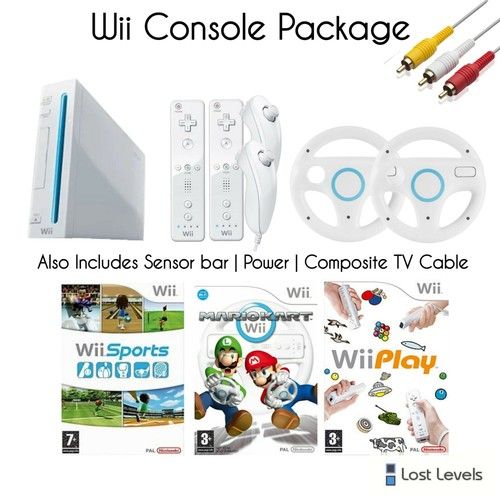 Nintendo Wii Console Bundle | Mario Kart | 2 Controls | Board Also Available