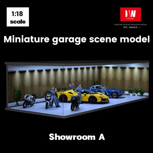 1/18 Diorama Diecast Garage 5 Parking Spaces LED Lighting Model Car Display Case — image 8