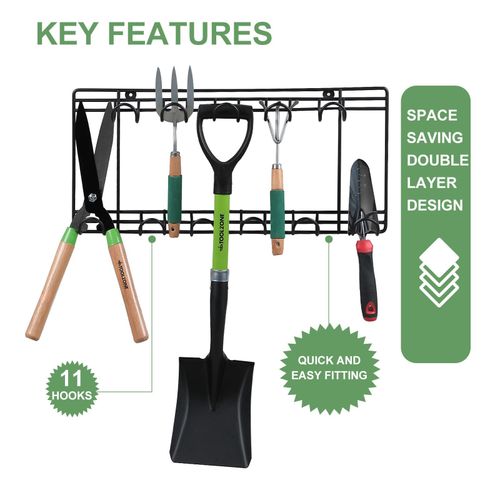 Garden Tool Rack Garage Tool Organiser Holder Wall Mount Heavy Duty Hook Storage — image 4