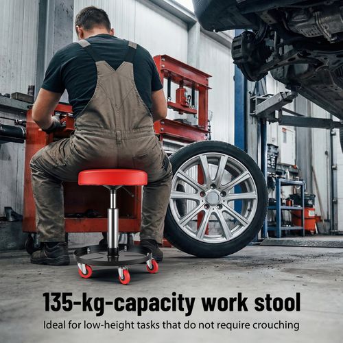 Rolling Mechanic Stool Adjustable Garage Seat 330 lbs Load with Wheels — image 9