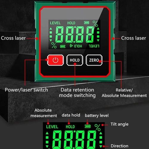 360° Magnetic Digital Angle Gauge Finder With Laser Inclinometer Level Meter UK — image 3