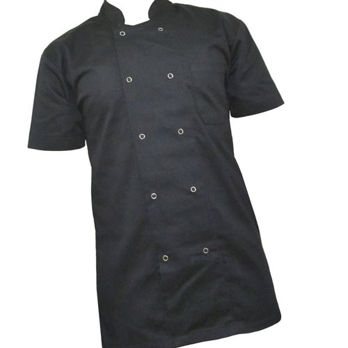 Black Chef Jacket Short Sleeve Restaurent Kitchen workwear show Button Jacket UK — image 4