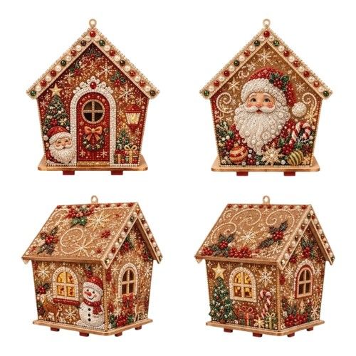 3D House Christmas Pearl Art Craft Kit DIY Pearl Bead Craft Set  Indoor Use