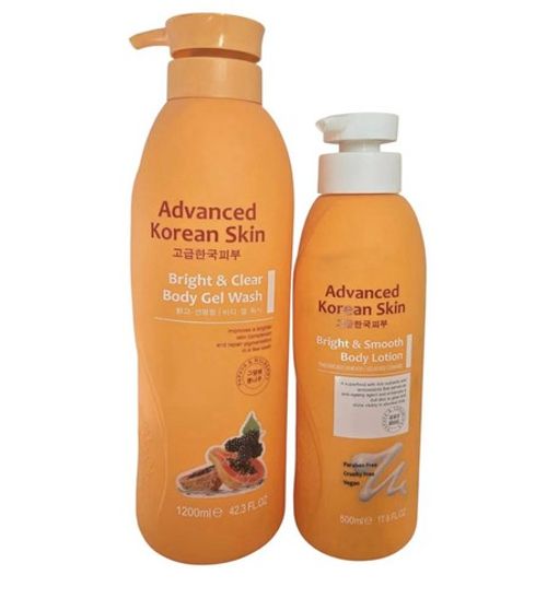 Advanced Korean Skin Bright & Smooth lightening wash & lotion Set for Body Care