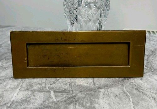 Vintage Solid Brass Letterbox Antique Patina 8 X 3 inches Working Spring Action