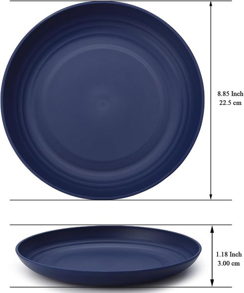 Large Deep Plastic Plates - 8 Piece Set, 9 Inch Dinner Plates, Unbreakable and R — image 2