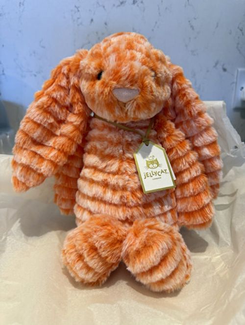 Jellycat Fizzleskip Bunny Plush Soft Toy Orange/White Washable Medium BAS3ORA